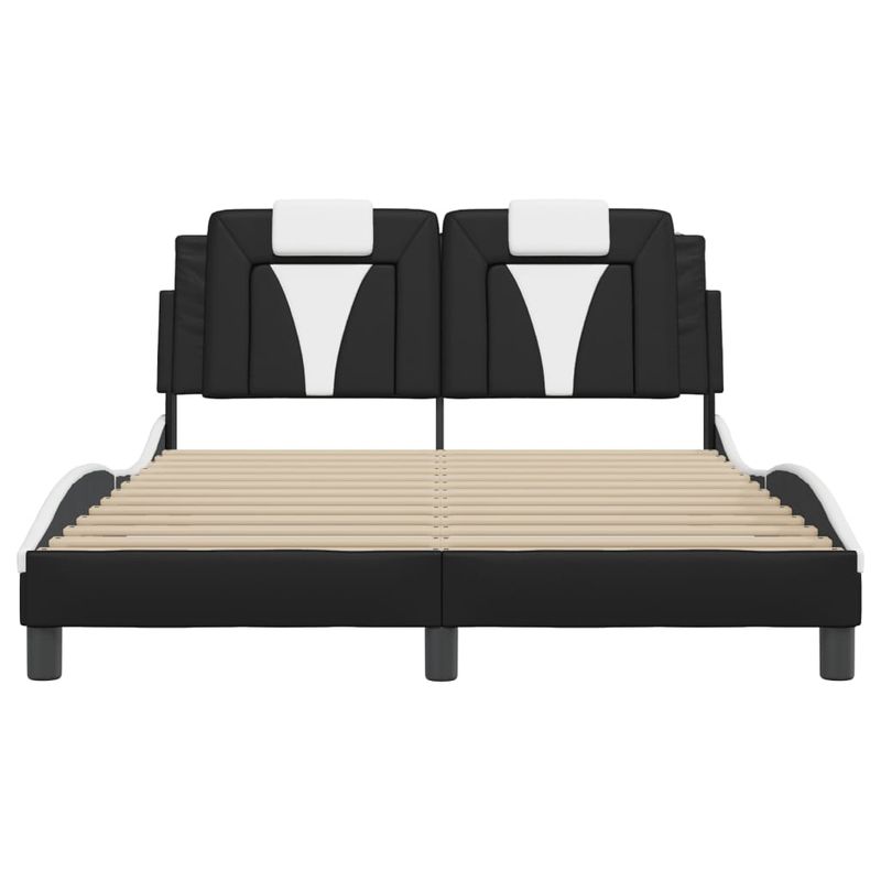 Casa si Gradina - Mobilier - Paturi si accesorii - Paturi - Cadru de pat cu tablie, negru/alb, 140x200 cm, piele ecologica - Infinity.ro