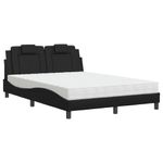 Casa si Gradina - Mobilier - Paturi si accesorii - Paturi - Pat cu saltea, negru, 140x190 cm, piele ecologica - Infinity.ro