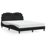 Casa si Gradina - Mobilier - Paturi si accesorii - Paturi - Pat cu saltea, negru, 140x190 cm, piele ecologica - Infinity.ro