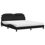 Casa si Gradina - Mobilier - Paturi si accesorii - Paturi - Pat cu saltea, negru, 180x200 cm, piele ecologica - Infinity.ro