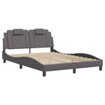 Casa si Gradina - Mobilier - Paturi si accesorii - Paturi - Cadru de pat cu tablie, gri, 140x190 cm, piele ecologica - Infinity.ro