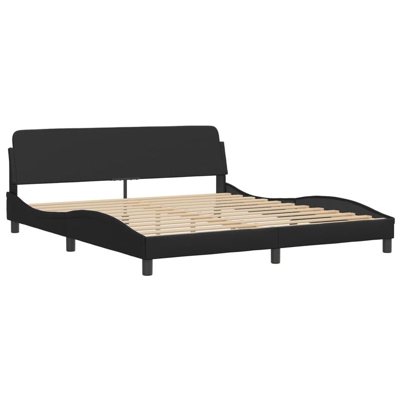Casa si Gradina - Mobilier - Paturi si accesorii - Paturi - Pat cu saltea, negru, 180x200 cm, piele ecologica - Infinity.ro