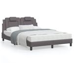 Casa si Gradina - Mobilier - Paturi si accesorii - Paturi - Cadru de pat cu tablie, gri, 140x190 cm, piele ecologica - Infinity.ro