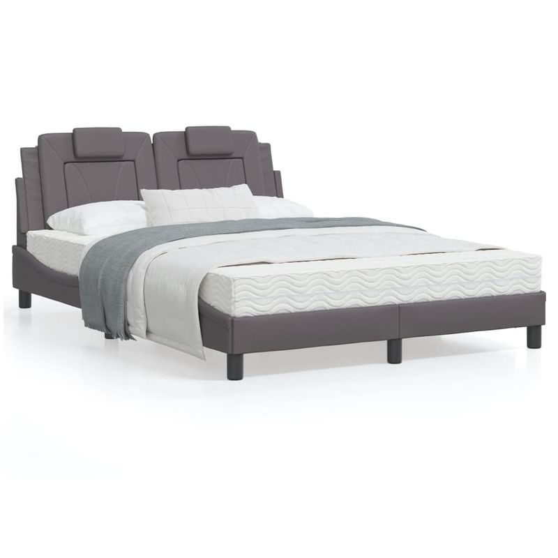 Casa si Gradina - Mobilier - Paturi si accesorii - Paturi - Cadru de pat cu tablie, gri, 140x190 cm, piele ecologica - Infinity.ro
