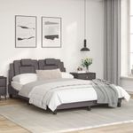 Casa si Gradina - Mobilier - Paturi si accesorii - Paturi - Cadru de pat cu tablie, gri, 140x190 cm, piele ecologica - Infinity.ro