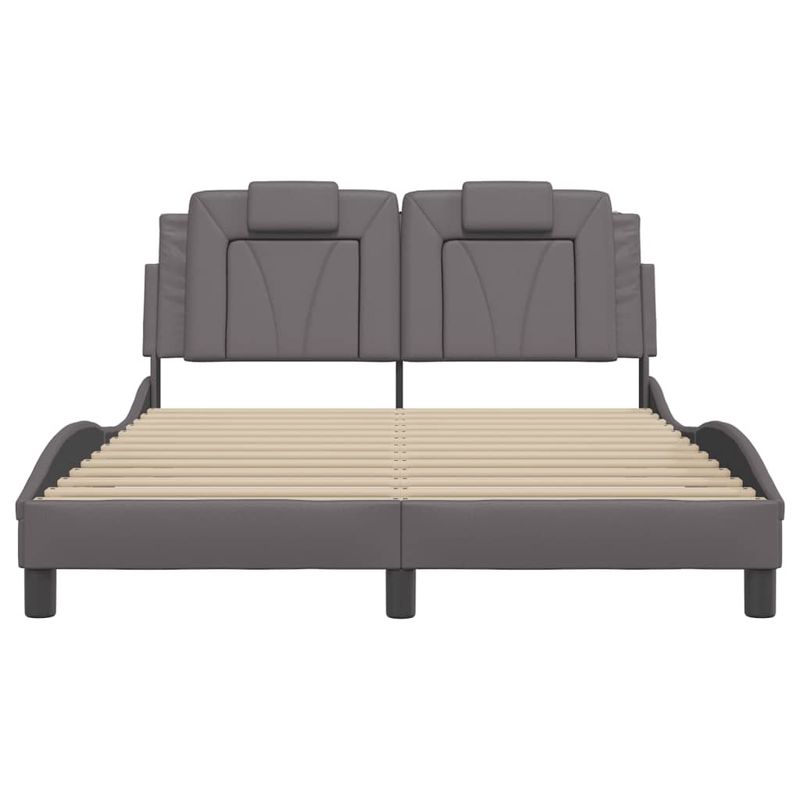 Casa si Gradina - Mobilier - Paturi si accesorii - Paturi - Cadru de pat cu tablie, gri, 140x190 cm, piele ecologica - Infinity.ro