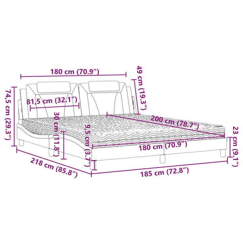 Casa si Gradina - Mobilier - Paturi si accesorii - Paturi - Pat cu saltea, negru, 180x200 cm, piele ecologica - Infinity.ro