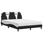 Casa si Gradina - Mobilier - Paturi si accesorii - Paturi - Pat cu saltea, negru si alb, 140x190 cm, piele ecologica - Infinity.ro