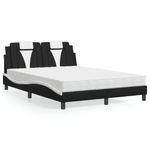 Casa si Gradina - Mobilier - Paturi si accesorii - Paturi - Pat cu saltea, negru si alb, 140x190 cm, piele ecologica - Infinity.ro