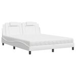 Casa si Gradina - Mobilier - Paturi si accesorii - Paturi - Pat cu saltea, alb, 160x200 cm, piele ecologica - Infinity.ro