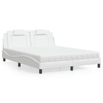Casa si Gradina - Mobilier - Paturi si accesorii - Paturi - Pat cu saltea, alb, 160x200 cm, piele ecologica - Infinity.ro
