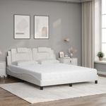 Casa si Gradina - Mobilier - Paturi si accesorii - Paturi - Pat cu saltea, alb, 160x200 cm, piele ecologica - Infinity.ro