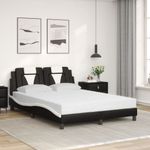 Casa si Gradina - Mobilier - Paturi si accesorii - Paturi - Pat cu saltea, negru si alb, 140x190 cm, piele ecologica - Infinity.ro