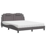 Casa si Gradina - Mobilier - Paturi si accesorii - Paturi - Pat cu saltea, gri, 160x200 cm, piele ecologica - Infinity.ro