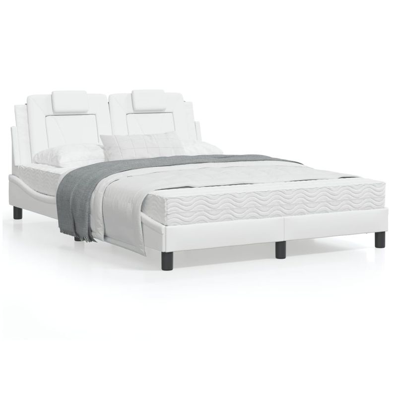 Casa si Gradina - Mobilier - Paturi si accesorii - Paturi - Cadru de pat cu tablie, alb, 140x190 cm, piele ecologica - Infinity.ro