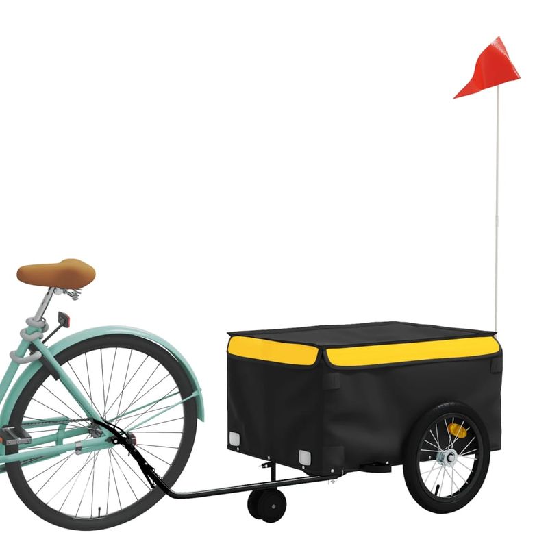 Sport si Outdoor - Ciclism - Accesorii pentru biciclete - Remorci biciclete - Remorca pentru biciclete, negru și galben, 45 kg, fier, mărime 62.5x124x52 cm - Infinity.ro