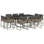 Casa si Gradina - Gradina si terasa - Mobilier exterior - Seturi mobila gradina - Set mobilier de gradina cu perne, 11 piese, gri, poliratan - Infinity.ro