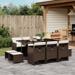 Casa si Gradina - Gradina si terasa - Mobilier exterior - Seturi mobila gradina - Set mobilier de gradina cu perne, 11 piese, maro, poliratan - Infinity.ro
