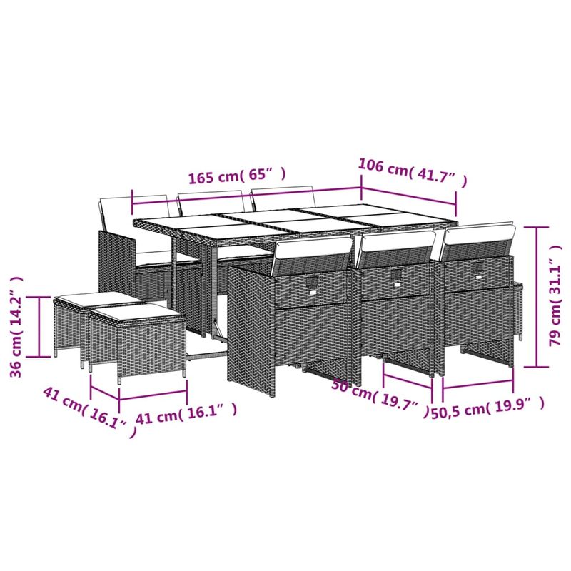 Casa si Gradina - Gradina si terasa - Mobilier exterior - Seturi mobila gradina - Set mobilier de gradina cu perne, 11 piese, maro, poliratan - Infinity.ro