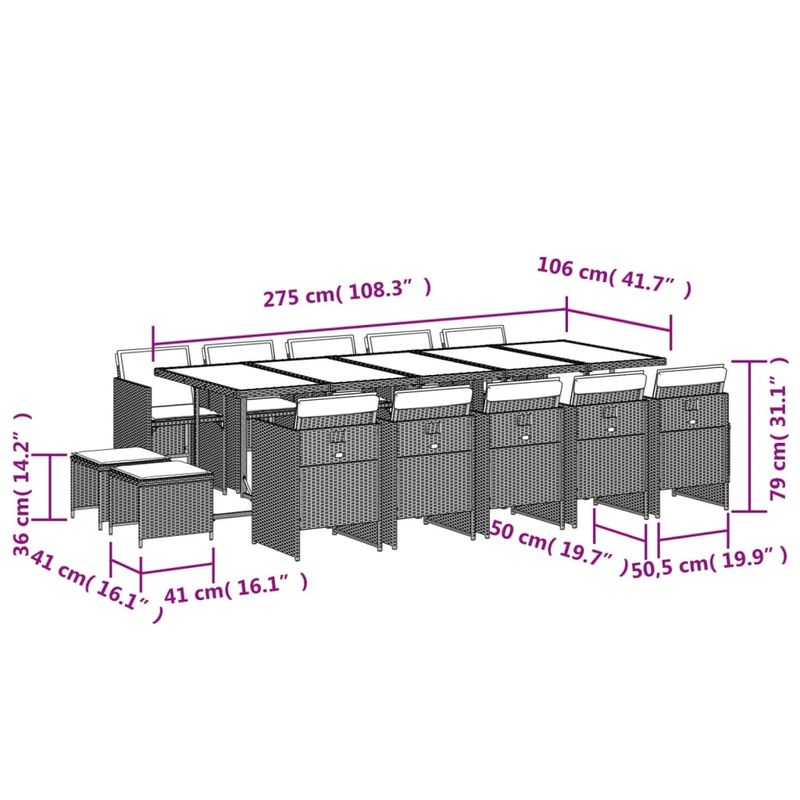 Casa si Gradina - Gradina si terasa - Mobilier exterior - Seturi mobila gradina - Set mobilier de gradina cu perne, 15 piese, maro, poliratan - Infinity.ro