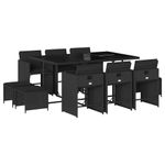 Casa si Gradina - Gradina si terasa - Mobilier exterior - Seturi mobila gradina - Set mobilier de exterior cu perne, 11 piese, negru, poliratan - Infinity.ro