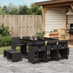 Casa si Gradina - Gradina si terasa - Mobilier exterior - Seturi mobila gradina - Set mobilier de exterior cu perne, 11 piese, negru, poliratan - Infinity.ro