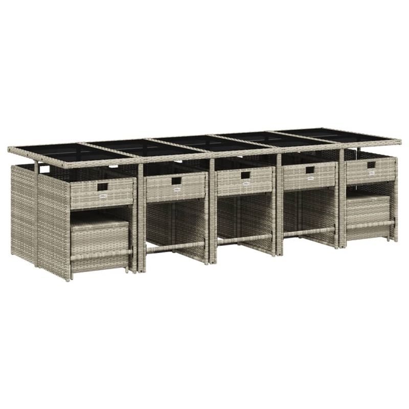 Casa si Gradina - Gradina si terasa - Mobilier exterior - Seturi mobila gradina - Set mobilier de gradina cu perne 15 piese gri deschis poliratan - Infinity.ro