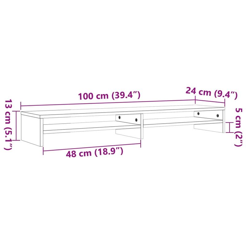 Casa si Gradina - Mobilier - Comode si corpuri - Comode - Stand pentru monitor, maro ceruit, 100x24x13 cm, lemn masiv pin - Infinity.ro