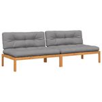 Casa si Gradina - Gradina si terasa - Mobilier exterior - Canapele si fotolii gradina - Canapele mijloc gradina paleti 2 buc., perne, lemn masiv acacia, gri - Infinity.ro