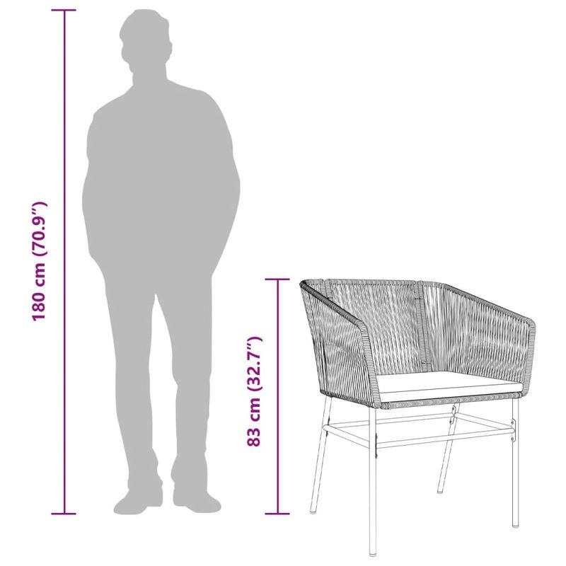 Casa si Gradina - Gradina si terasa - Mobilier exterior - Scaune si sezlonguri gradina - Scaune de gradina cu perne, 2 buc., negru, poliratan - Infinity.ro