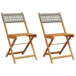 Casa si Gradina - Gradina si terasa - Mobilier exterior - Scaune si sezlonguri gradina - Scaune de bistro 2 buc., gri, lemn masiv acacia si poliratan - Infinity.ro