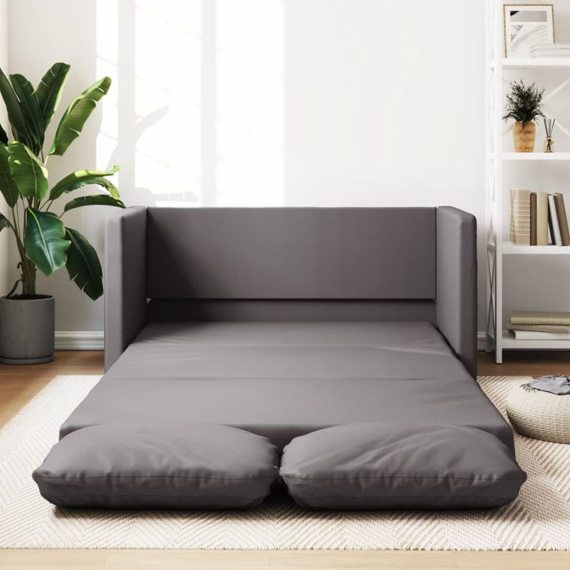 Casa si Gradina - Mobilier - Canapele si coltare - Canapele - Canapea extensibila 2 in 1, gri, 112x174x55 cm, piele ecologica - Infinity.ro