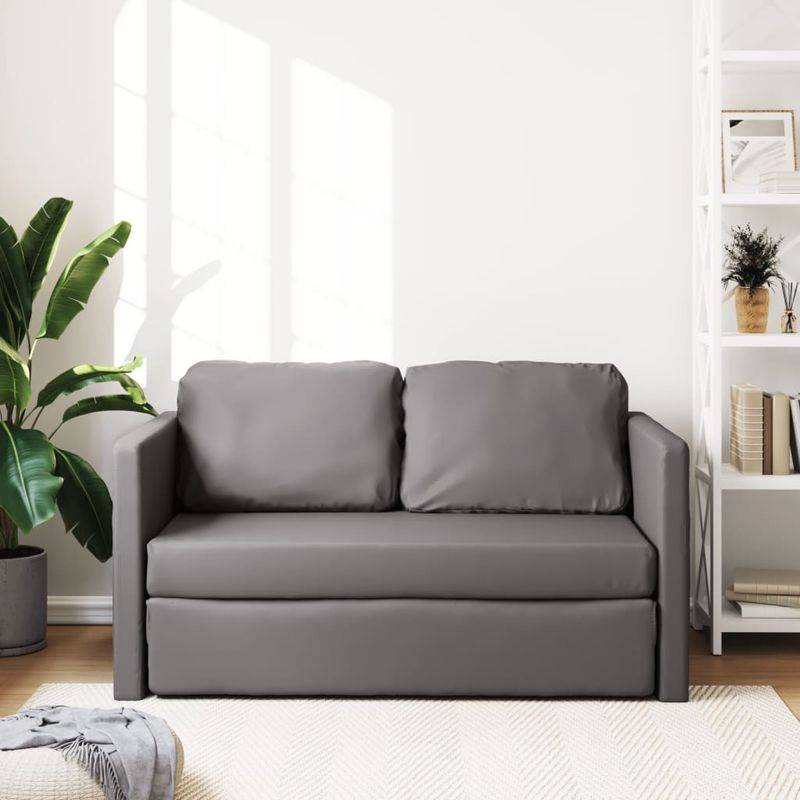 Casa si Gradina - Mobilier - Canapele si coltare - Canapele - Canapea extensibila 2 in 1, gri, 112x174x55 cm, piele ecologica - Infinity.ro