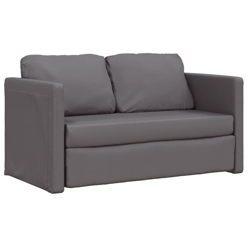 Casa si Gradina - Mobilier - Canapele si coltare - Canapele - Canapea extensibila 2 in 1, gri, 112x174x55 cm, piele ecologica - Infinity.ro