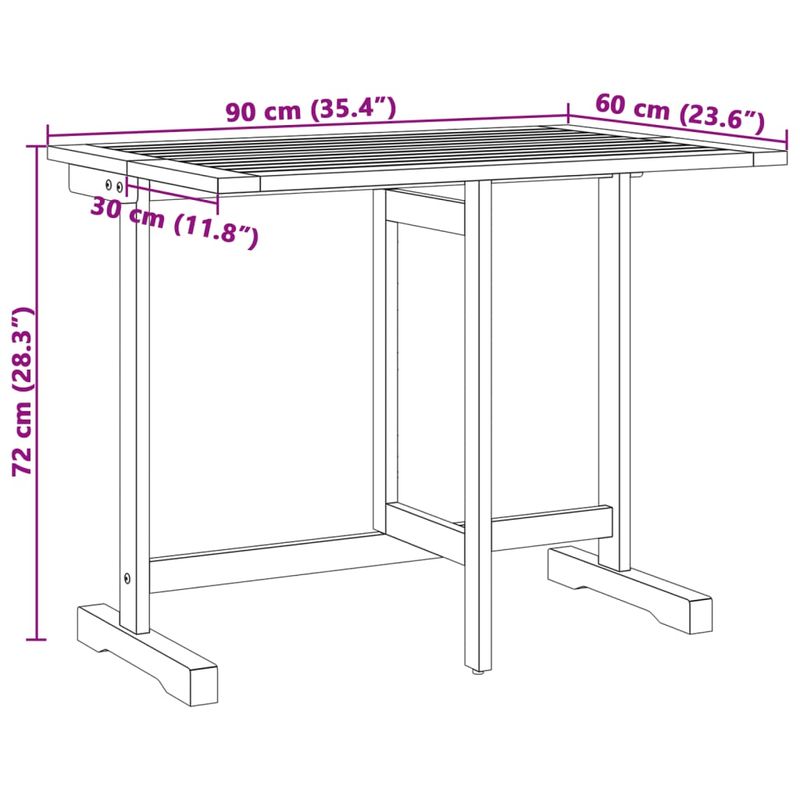 Casa si Gradina - Gradina si terasa - Mobilier exterior - Mese gradina - Masa de balcon pliabila, 90x60x72 cm, lemn masiv de acacia, formă dreptunghiular - Infinity.ro