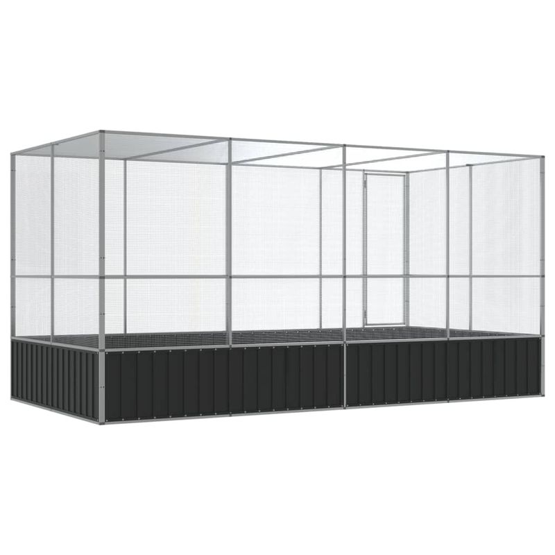 Petshop - Accesorii petshop - Culcusuri si custi - Tarcuri si colivii - Voliera de pasari cu extensie, argintiu, 418x207x212 cm, otel - Infinity.ro