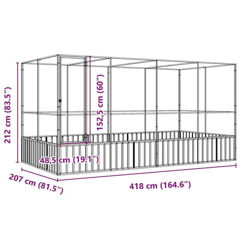 Petshop - Accesorii petshop - Culcusuri si custi - Tarcuri si colivii - Voliera de pasari cu extensie, argintiu, 418x207x212 cm, otel - Infinity.ro