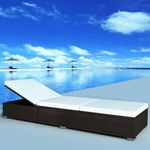 Casa si Gradina - Gradina si terasa - Mobilier exterior - Scaune si sezlonguri gradina - Sezlong cu perna alb crem, maro, poliratan - Infinity.ro