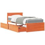 Casa si Gradina - Mobilier - Paturi si accesorii - Paturi - Pat cu sertare saltea, maro ceruit, 100x200 cm, lemn masiv pin - Infinity.ro