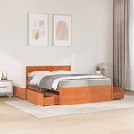 Casa si Gradina - Mobilier - Paturi si accesorii - Paturi - Pat cu sertare saltea, maro ceruit, 140x190 cm, lemn masiv pin - Infinity.ro