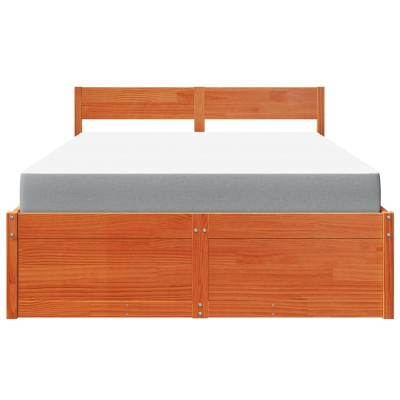 Casa si Gradina - Mobilier - Paturi si accesorii - Paturi - Pat cu sertare saltea, maro ceruit, 140x190 cm, lemn masiv pin - Infinity.ro