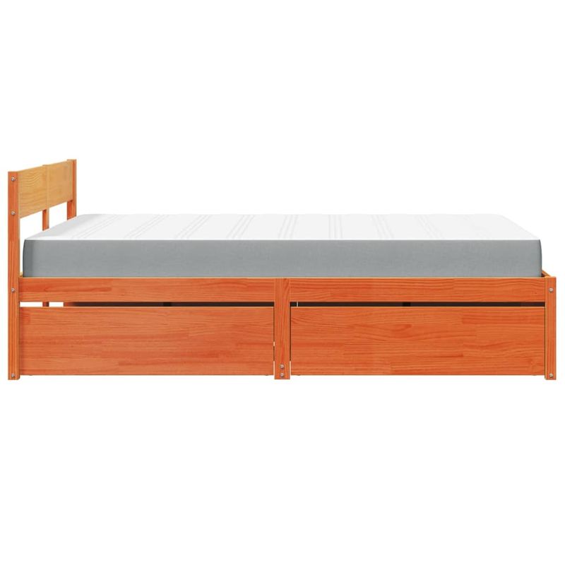 Casa si Gradina - Mobilier - Paturi si accesorii - Paturi - Pat cu sertare saltea, maro ceruit, 140x190 cm, lemn masiv pin - Infinity.ro
