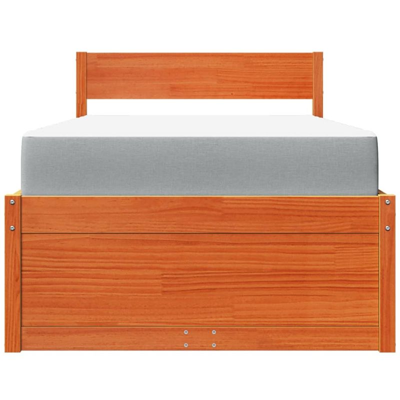 Casa si Gradina - Mobilier - Paturi si accesorii - Paturi - Pat cu sertare saltea, maro ceruit, 100x200 cm, lemn masiv pin - Infinity.ro