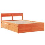 Casa si Gradina - Mobilier - Paturi si accesorii - Paturi - Pat cu sertare saltea, maro ceruit, 140x190 cm, lemn masiv pin - Infinity.ro