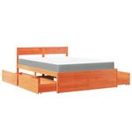 Casa si Gradina - Mobilier - Paturi si accesorii - Paturi - Pat cu sertare saltea, maro ceruit, 140x190 cm, lemn masiv pin - Infinity.ro