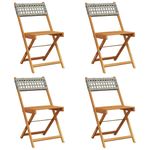 Casa si Gradina - Gradina si terasa - Mobilier exterior - Scaune si sezlonguri gradina - Scaune de gradina pliabile 4 buc., gri, poliratan si lemn masiv - Infinity.ro