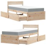 Casa si Gradina - Mobilier - Paturi si accesorii - Paturi - Pat cu sertare si saltea, 90x190 cm, lemn masiv pin - Infinity.ro
