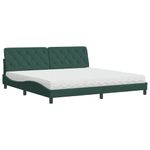 Casa si Gradina - Mobilier - Paturi si accesorii - Paturi - Pat cu saltea, verde inchis, 200x200 cm, catifea - Infinity.ro