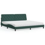 Casa si Gradina - Mobilier - Paturi si accesorii - Paturi - Pat cu saltea, verde inchis, 200x200 cm, catifea - Infinity.ro