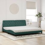Casa si Gradina - Mobilier - Paturi si accesorii - Paturi - Pat cu saltea, verde inchis, 200x200 cm, catifea - Infinity.ro